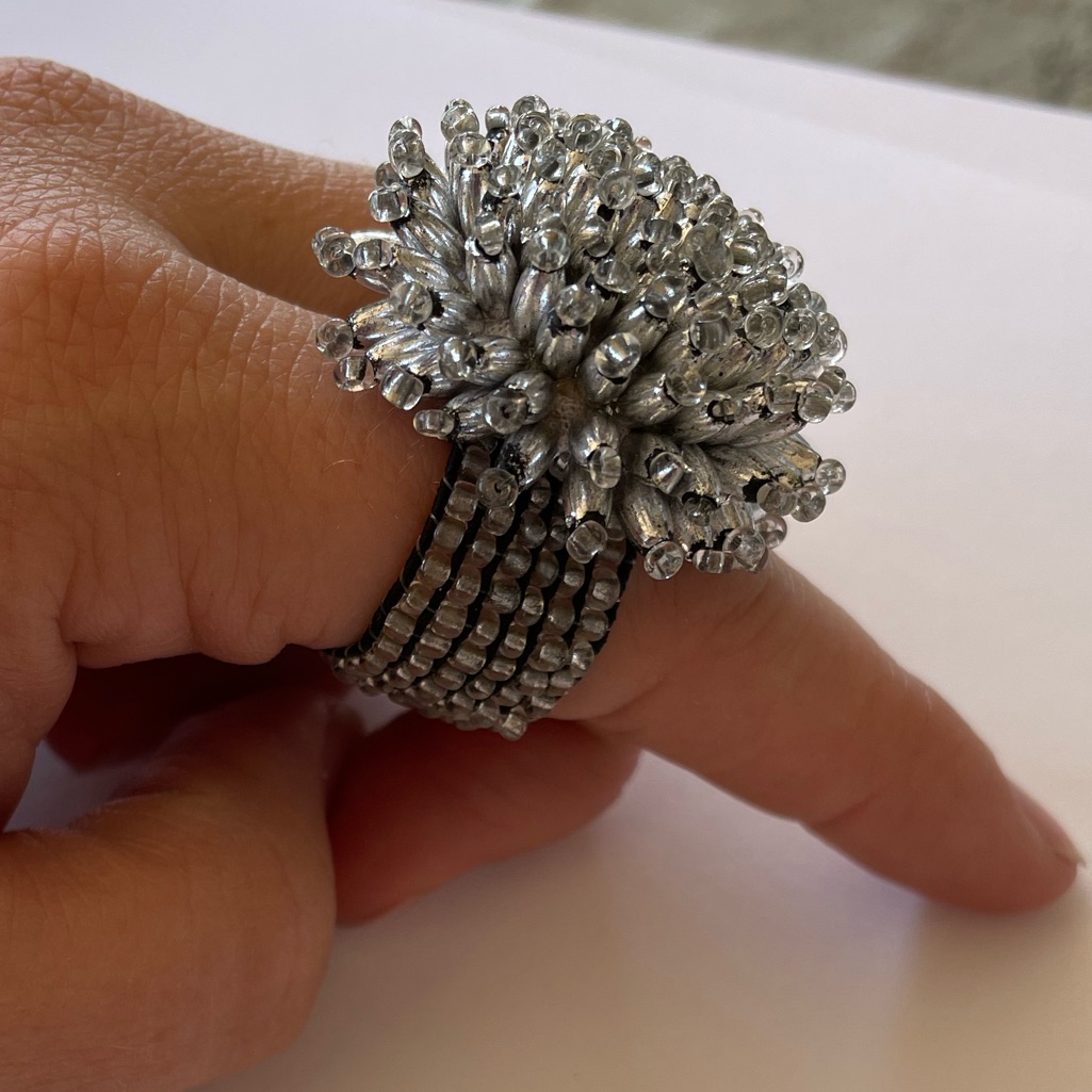 Statement Beaded Stretch Elastic Ring